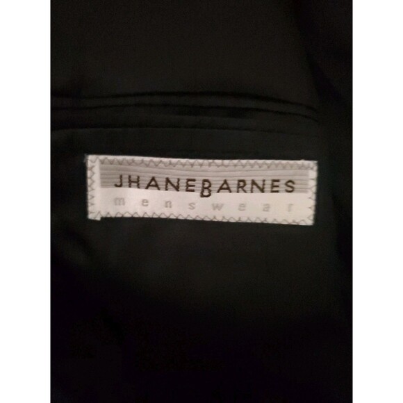 Jhane Barnes Tuxedo 2 Piece Black 46L W41 Notched Satin Collar One Button Pleat - Picture 5 of 10